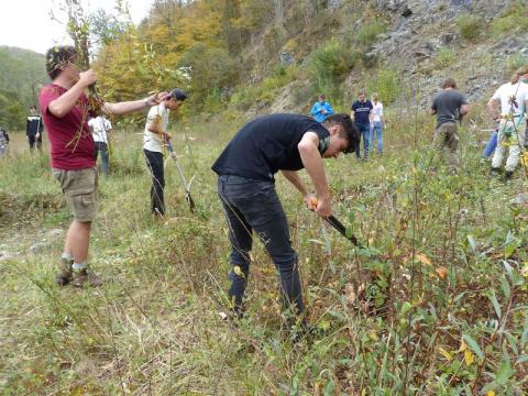 Les jeunes en action autour des mares